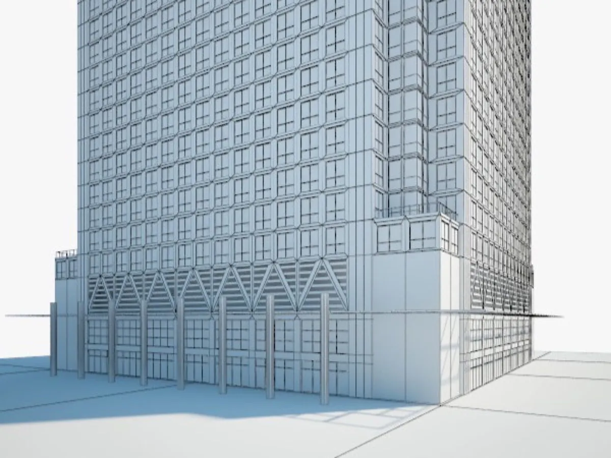 Modélisation d'une tour à façade très ouverte