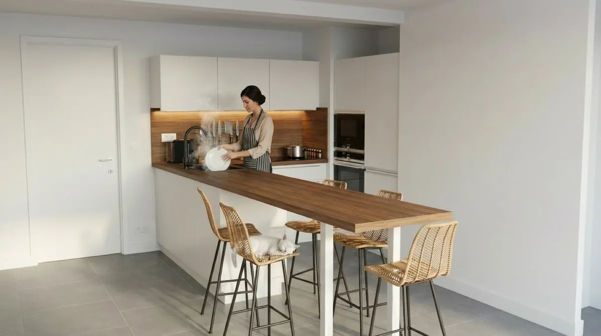 Cuisine rendue avec ce décor